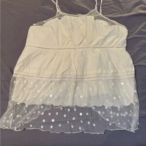See By Chloe Cream Ruffled Smocked Camisole
